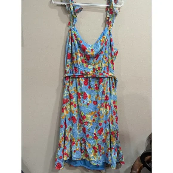Pretty blue w/red & yellow flowered sundress by Lauren Conrad size 2X - Picture 5 of 7